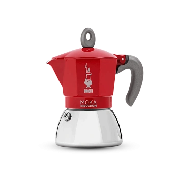 Гейзерная кофеварка Bialetti Moka Induction красная, 280 мл на 6 порций